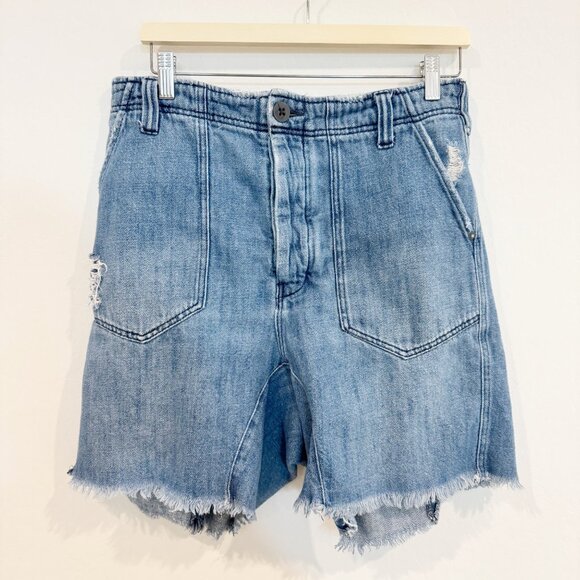We The Free Denim She's A Legend Button Fly Distressed Baggy Harem Jean Shorts 8 - Picture 2 of 10